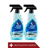 WÖRF Araba Oto Cam Buz Çözücü Sprey Eko Seri Buzlanma Önleyici Sprey 500 ml 2 Adet Pratik Buz Kazıyıcı