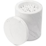 WORHE Mermer Teneke Kutu Doğal Mermer Pamuklu Çubuklar Kapaklı Konteyner Banyo Vanity Organizer Makyaj Sünger Banyo Tuzları Depolama Noel Doğum Günü Yıldönümü Renk Beyaz (DL011)
