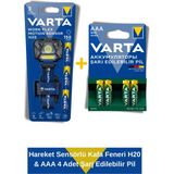 Work Flex Hareket Sensörlü Kafa Feneri H20 & Şarj Edilebilir Ince Kalem Pil 4 Adet - Siyah
