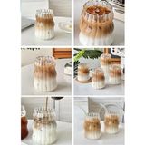 Work Pasaj 6 Pipet 6 Bardak Sukabağı Desenli Soğuk Kahve Bardağı Meşrubat Bardağı 500 ml - 001 - Beyaz