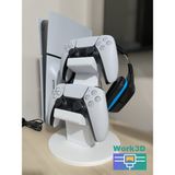 Work3d PS5 2li Kol Tutucu ve Kulaklık Standı Beyaz Dayanıklı Plastik Ergonomik Tasarım