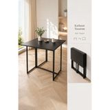 Workcomo Katlanır Çalışma Masası Yemek Masası Mutfak Masası Balkon Masası Açılır Kapanır Portatif Çok Amaçlı Masa, Siyah - Siyah