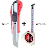 Workit 18MM Plastik Saplı Maket Bıçağı & 3m Şerit Metre