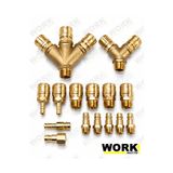 WORKMASTER 15 Parça Pirinç Kompresör Hava Jakı Hızlı Bağlantı Seti – 2’li 3’lü Hava Dağıtıcı ve Hortum Rekor Seti