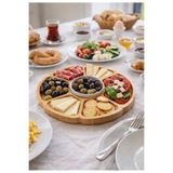 WORKPASAJ 7 Bölme Papatya Desen Orjinal Bambu Bölmeli Sunum Tabağı Kahvaltılık ,çerezlik, Sunumluk Bambu 21X21