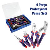 Workpro 4 Parça Profesyonel Pense Seti, Ni-Fe Alaşımlı Karbon Çelik, 200mm Kombine, 160mm Yan Keski, 160mm Kargaburnu, 250mm Ford Pense