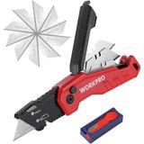 Workpro Maket Bıçağı, Paslanmaz Çelik, Kırmızı, 24 cm, Alüminyum Sap, SK5 Karbon Çelik Bıçak, Katlanır