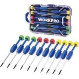 Workpro WP200530 Cr-V 10 Parça Profesyonel Manyetik Hassas Tornavida Seti - Mavi