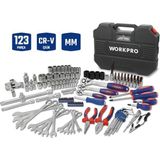 Workpro WP202533 1/4'’ 3/8’’ 1/2'’ 123 Parça Cr-V Metrik Ağır Hizmet Lokma ve Kombine Anahtar Takımı - Bej
