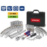 Workpro WP202535 1/4'’ 1/2'’ 108 Parça Cr-V Metrik Profesyonel Lokma Takımı - Bej