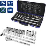 Workpro WP202564 1/2'’ Cr-V 24 Parça Metrik Ağır Hizmet Lokma Takımı - Gri