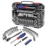 Workpro WP202566 1/4'’ 3/8’’ Metrik/İnç 63 Parça Cr-V Lokma Takımı
