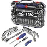 Workpro WP202566 1/4'’ 3/8’’ Metrik/inç 63 Parça Cr-V Profesyonel Lokma Takımı - Mavi