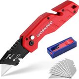 Workpro WP211018 Profesyonel Katlanır Çok Amaçlı Rötuş Maket Bıçağı ve 10 Adet Yedek Bıçak