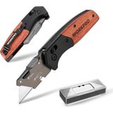 Workpro WP211035 Ağır Hizmet Maket Bıçağı, Çelik/ahşap Gövde, Katlanır, 11 Yedek Bıçak, - Çok Renkli
