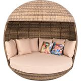 World Daybed | 200 cm Rattan Bahçe Kral Yatağı - Düz Kumaş - Antrasit