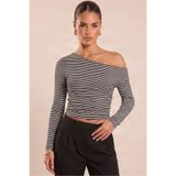 World Fashion Trends %100 Pamuk Fitilli Tek Omuz Asimetrik Bluz