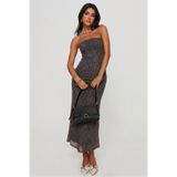 World Fashion Trends ESNEK DESENLİ ASTARLI LEOPAR DESEN MESH ELBİSE