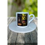 World Of Warcraft Oyun Baskılı Türk Kahvesi Fincanı Tabaklı Kişiye Özel Model 5