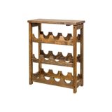 World Of Wood Worldofwood Ahşap Eskitme 3 Katlı ve Şişelik Mini Bar Rafı, şık ve kullanışlı tasarım