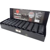 Worldforce 1/2" Darbeli Uzun Lokma Seti Metal Kutulu 10-24MM 10 Parça Set 10,12,13,14,15,17,19,21,22,24MM