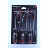 Worldforce 6'lı 200 mm Torx Tornavida Seti S2 Çelik Profesyonel Alet T10,T15,T20,T25,T27,T30 - Siyah