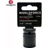 Worldforce Darbeli Lokma 19MM Kısa 6 Köşe 1/2'' Cr-Mo - Siyah
