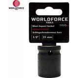 Worldforce Darbeli Lokma 21MM Kısa 6 Köşe 1/2'' Cr-Mo - SİYAH - Siyah