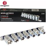 Worldforce E-Lokma Seti 7 Parça 1/2'' Kısa (E10,E12,E14,E16,E18,E20,E24MM) - Gümüş