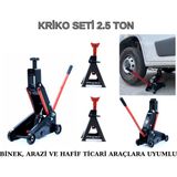 Worldforce Hidrolik Kriko Seti 2.5 Ton Kriko ve 2 Adet Kriko Standı MIN:190MM MAX:500MM