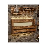 worldofwood Masif Çam El Yapımı Şaraplık ve Kadeh Standı