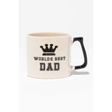 Worlds Best Dad Babalar Günü Doğum Günü Baba Hediye Baskılı Siyah Kulplu Modern Seramik Kupa, QBLK1273_SY