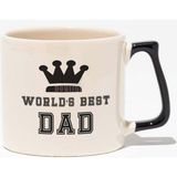 Worlds Best Dad Babalar Günü Doğum Günü Baba Hediye Baskılı Siyah Kulplu Modern Seramik Kupa
