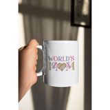 World's Best Mom Baskılı Anneler Günü Doğum Günü Anneye Hediye Kupa Bardak - Beyaz