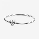 Worldshop Pandora, Charm Uyumlu Kalp Klips Bangle Bileklik, Tüm Boyutlar17-19-21Cm