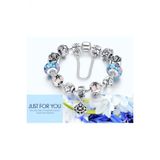 Worldshop Pandora Tarz, Yeni Trend, Mavi Taşlı Charm Bileklik, Ahşap Kutu Içerisinde, Yeni Yıl, Yılbaşı Hediye