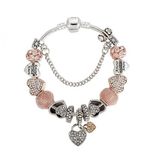 Worldshop Pandora,Yeni, Tarz(Aşk Sevgi Mlı) Rose, Charmlı Bileklik, Ahşap Kutu Içerisinde