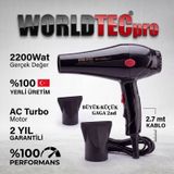 Worldtec 2200 W Turbo Profesyonel Kuaför Fön & Saç Kurutma Makinesi siyah