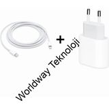 Worldway 20 W Tüm Serilerle Uyumlu Hızlı Şarj Aleti Kablo Adaptör Set Iphone 11/12 /13/14/ Pro Max - Beyaz