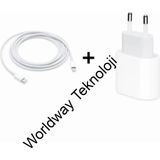 Worldway Iphone 11-12-13 Pro - Pro Max Uyumlu Hızlı Şarj Aleti 20W Şarj Adaptörü Başlığı - Beyaz