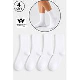Worthy Socks 4'lü Atletik Spor Tenis Kolej Çorap - 36 - 44 - Beyaz