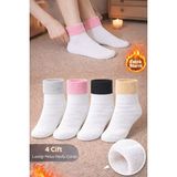 Worthy Socks 4'lü Kadın Lastiği Peluş – Termal Yumuşak Sıcak Çorap Seti 4 Çift - 36 - 42 - Çok Renkli