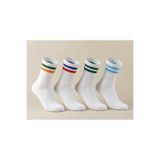 WORTHY SOCKS 4'lü Pamuklu Çizgili Spor Tenis Kolej Çorap