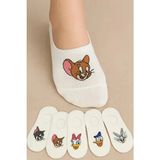 Worthy Socks 5'li Kadın Pamuklu Desenli Babet Çorabı Tüm Sezonlar İçin Düz Örme Tasarım - 36 - 40 - Beyaz