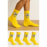 Worthy Socks Unisex Sevimli Karekterli Kolej Çorap 4'lü Paket - 36 - 42 - Çok Renkli