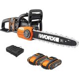 Worx 40 V Akülü Zincirli Testere WG384E, 2 x 2,0 Ah, Powershare, Fırçasız Motor, Aletsiz Zincir Germ