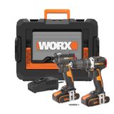 Worx WX925 20 V 2.0 Ah Li-Ion Çift Akülü Kömürsüz Profesyonel Darbeli Matkap + WX265 Kömürsüz Darbeli Tornavida Kombo Seti