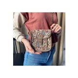 Wotrart Etnik Tarz Kilim Desenli Terme Omuz Çantası, Askılı Çanta, Günlük Çanta Kumaş Çanta Ölçü : 15x17 Cm