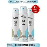 WOU World of Unique Erkek Deodorant Sprey ,pudrasız,48 Saat Etkin Koruma,vegan,alkol İÇERMEZ,150ML.3 Adet Özel Set - 150 ml