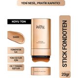 WOU World of Unique Stick Fondöten, Fırçalı Pratik Kapatıcı, 2 In 1, 20 Gr, Koyu Ton - Koyu Ten